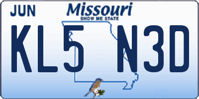 MO license plate KL5N3D