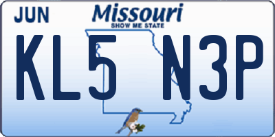 MO license plate KL5N3P