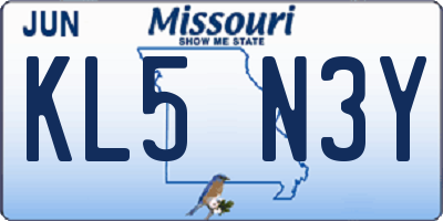 MO license plate KL5N3Y