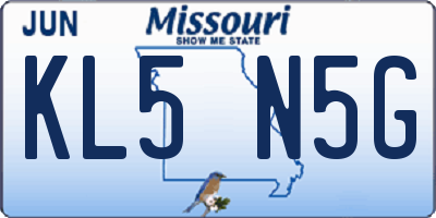 MO license plate KL5N5G