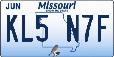 MO license plate KL5N7F