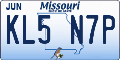 MO license plate KL5N7P