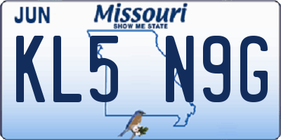 MO license plate KL5N9G