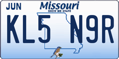 MO license plate KL5N9R