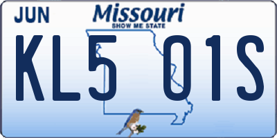 MO license plate KL5O1S