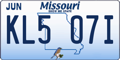 MO license plate KL5O7I
