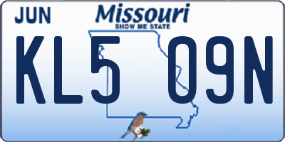 MO license plate KL5O9N