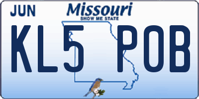 MO license plate KL5P0B