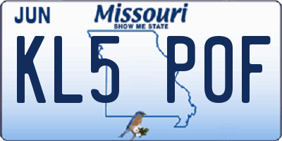 MO license plate KL5P0F