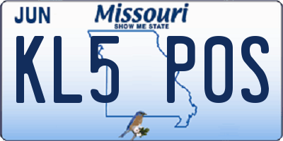 MO license plate KL5P0S