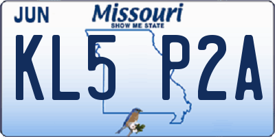 MO license plate KL5P2A