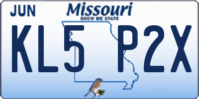 MO license plate KL5P2X