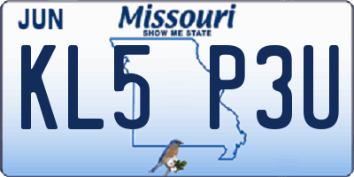 MO license plate KL5P3U