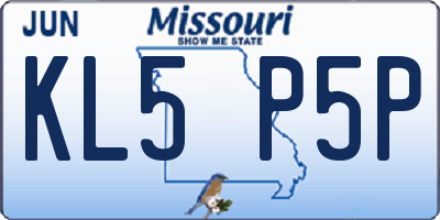 MO license plate KL5P5P