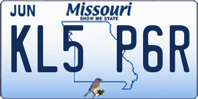 MO license plate KL5P6R