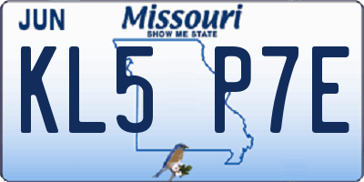MO license plate KL5P7E