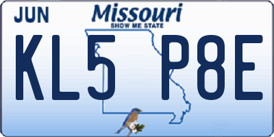 MO license plate KL5P8E