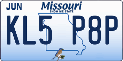 MO license plate KL5P8P