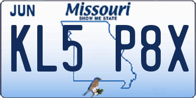 MO license plate KL5P8X