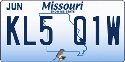 MO license plate KL5Q1W
