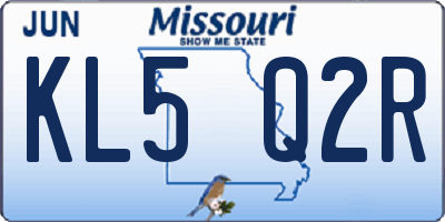MO license plate KL5Q2R