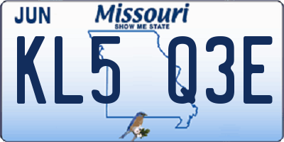 MO license plate KL5Q3E