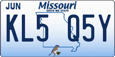MO license plate KL5Q5Y