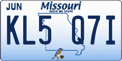 MO license plate KL5Q7I