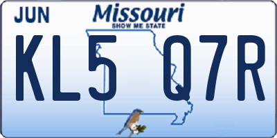 MO license plate KL5Q7R