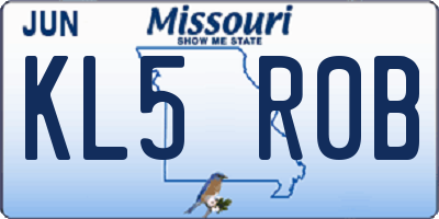 MO license plate KL5R0B