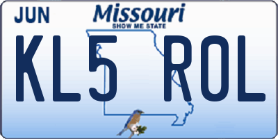 MO license plate KL5R0L