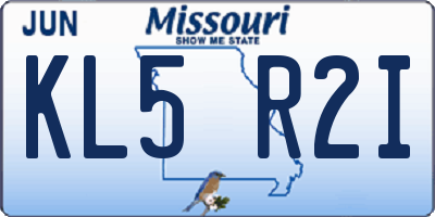 MO license plate KL5R2I