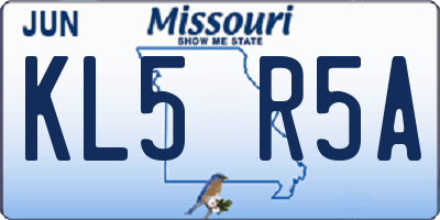 MO license plate KL5R5A