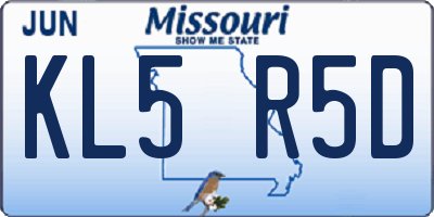 MO license plate KL5R5D