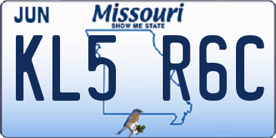 MO license plate KL5R6C