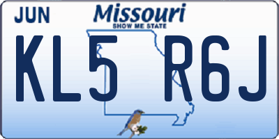 MO license plate KL5R6J