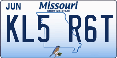 MO license plate KL5R6T