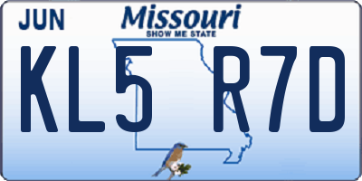 MO license plate KL5R7D