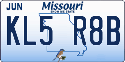 MO license plate KL5R8B