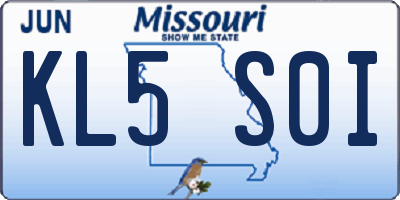MO license plate KL5S0I