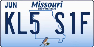 MO license plate KL5S1F