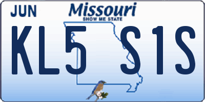 MO license plate KL5S1S