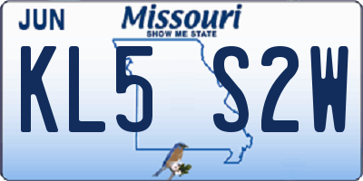 MO license plate KL5S2W