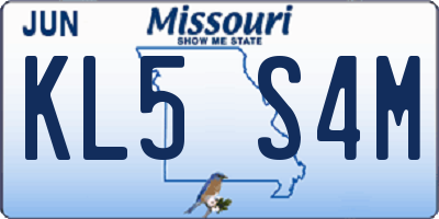 MO license plate KL5S4M