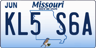 MO license plate KL5S6A