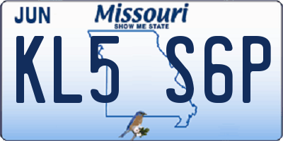 MO license plate KL5S6P