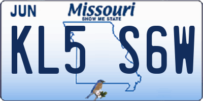 MO license plate KL5S6W