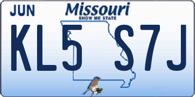MO license plate KL5S7J