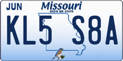 MO license plate KL5S8A