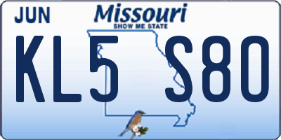 MO license plate KL5S8O